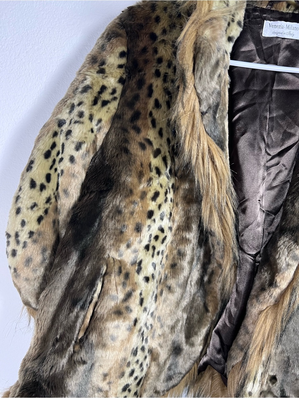 Venezia Milano Animal Print Faux Fur Jacket in Brown Tones Size XL - Picture 3 of 5